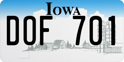 IA license plate DOF701