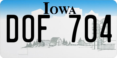 IA license plate DOF704