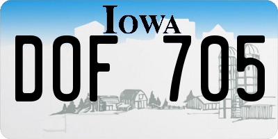 IA license plate DOF705