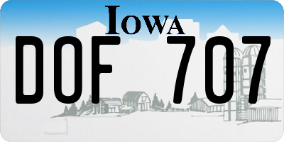 IA license plate DOF707