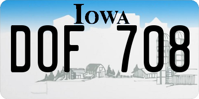 IA license plate DOF708