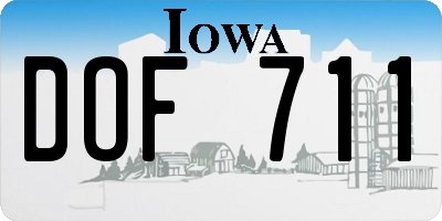 IA license plate DOF711
