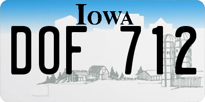 IA license plate DOF712