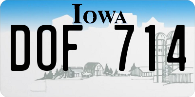 IA license plate DOF714