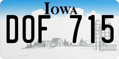 IA license plate DOF715
