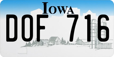 IA license plate DOF716