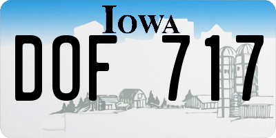 IA license plate DOF717
