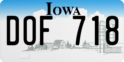 IA license plate DOF718