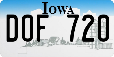 IA license plate DOF720