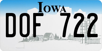 IA license plate DOF722