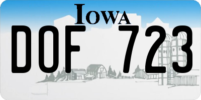 IA license plate DOF723