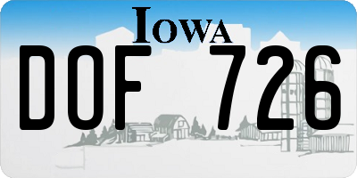 IA license plate DOF726