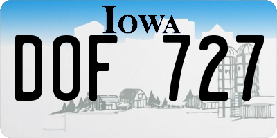 IA license plate DOF727
