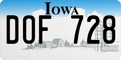 IA license plate DOF728