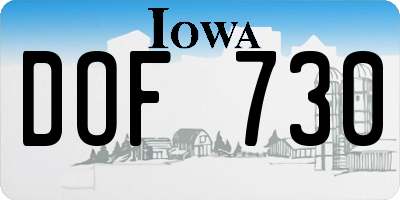 IA license plate DOF730