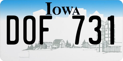 IA license plate DOF731