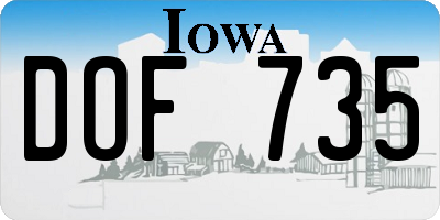 IA license plate DOF735