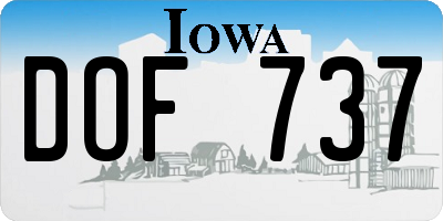 IA license plate DOF737