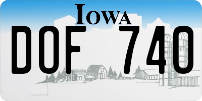 IA license plate DOF740