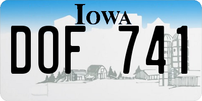 IA license plate DOF741