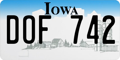 IA license plate DOF742