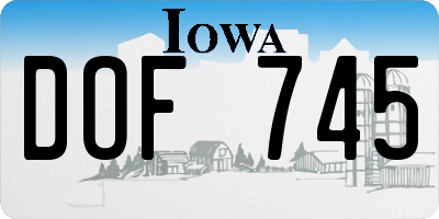 IA license plate DOF745