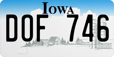 IA license plate DOF746