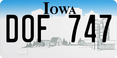 IA license plate DOF747