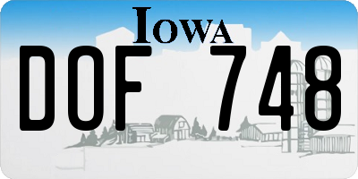IA license plate DOF748