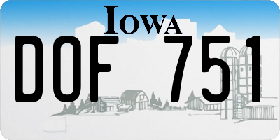 IA license plate DOF751