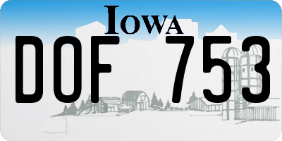 IA license plate DOF753