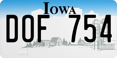 IA license plate DOF754