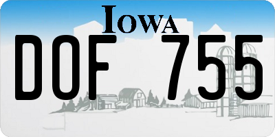 IA license plate DOF755