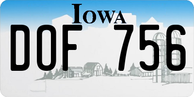 IA license plate DOF756