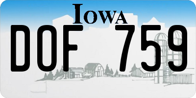 IA license plate DOF759