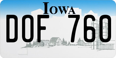 IA license plate DOF760