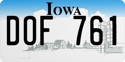 IA license plate DOF761