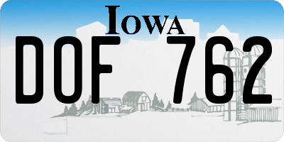 IA license plate DOF762