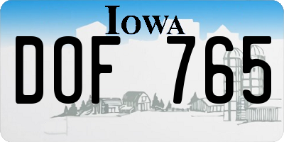 IA license plate DOF765