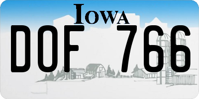 IA license plate DOF766