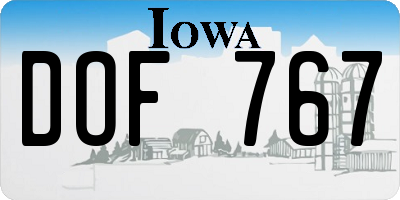IA license plate DOF767