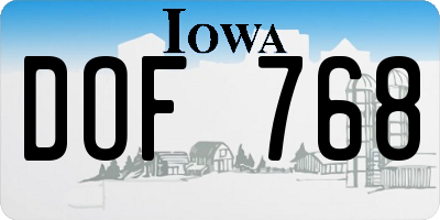 IA license plate DOF768