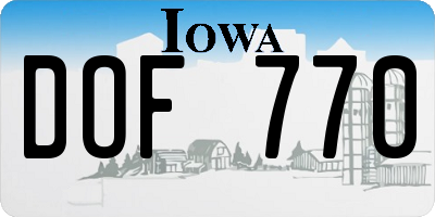 IA license plate DOF770