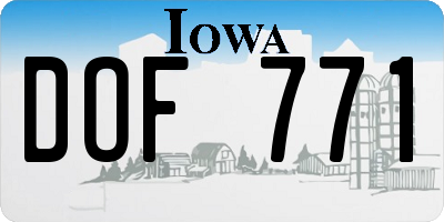 IA license plate DOF771