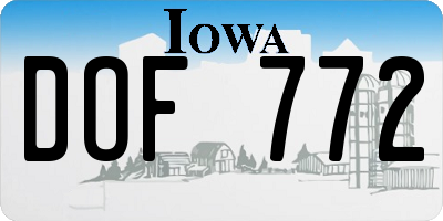 IA license plate DOF772