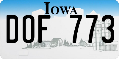 IA license plate DOF773