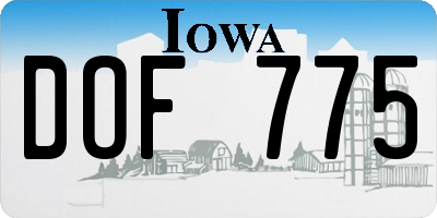 IA license plate DOF775