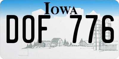 IA license plate DOF776