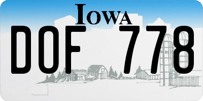 IA license plate DOF778