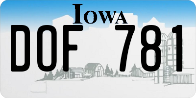 IA license plate DOF781
